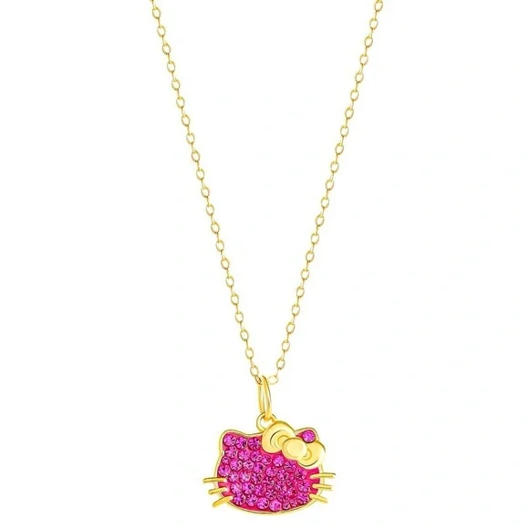 Hello Kitty||Fuschia||18"|Pendant|18k Gold-Plated Sterling Silver​​​​​ - Picture 2 of 5